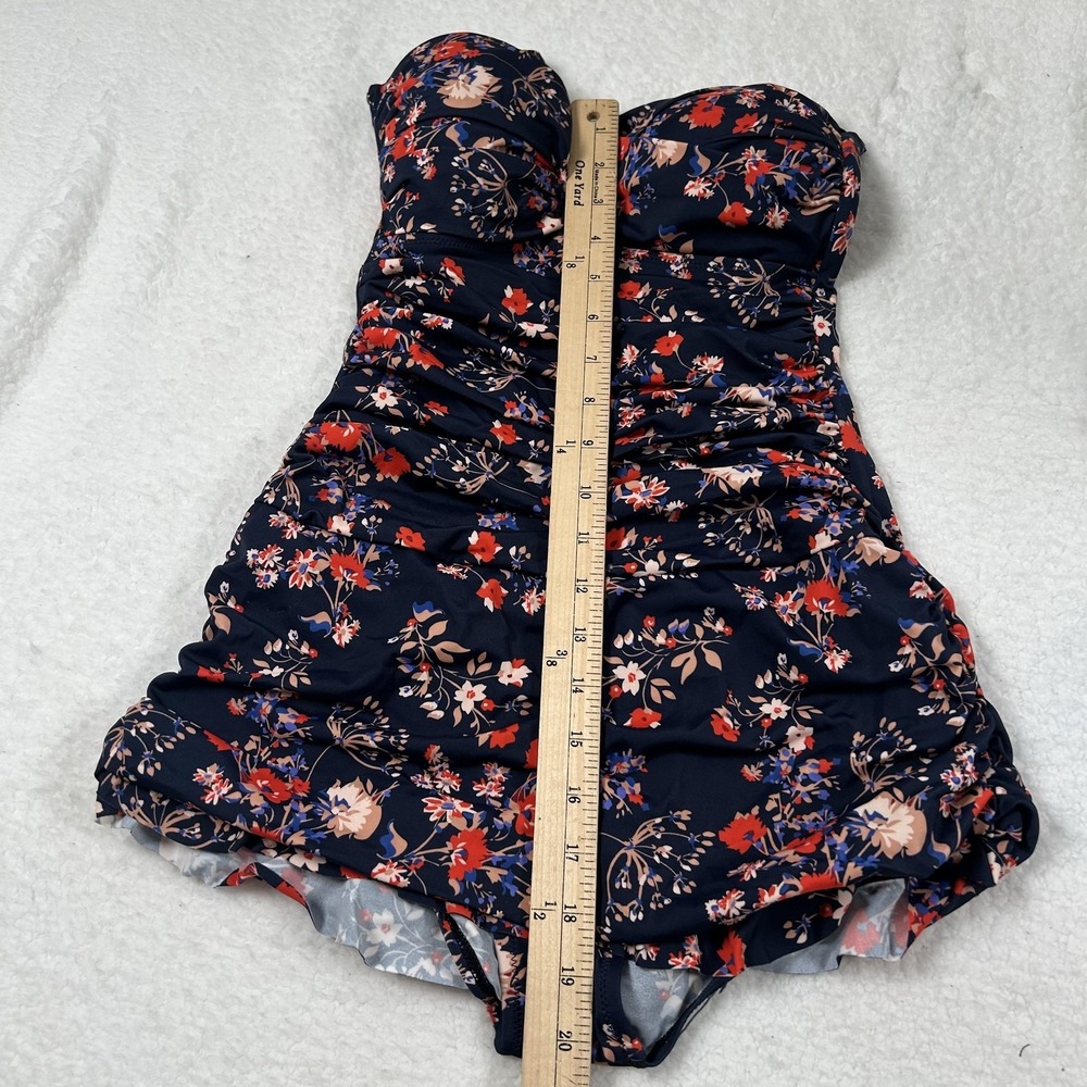 Dobreva Swimdress Womens Small Navy Floral Bandeau Skirted One Piece Swimwear - Picture 16 of 16